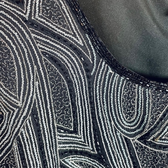 PAPELL Boutique Evening Formal Beaded Blouse Black Silver Cocktail Party - Picture 7 of 11